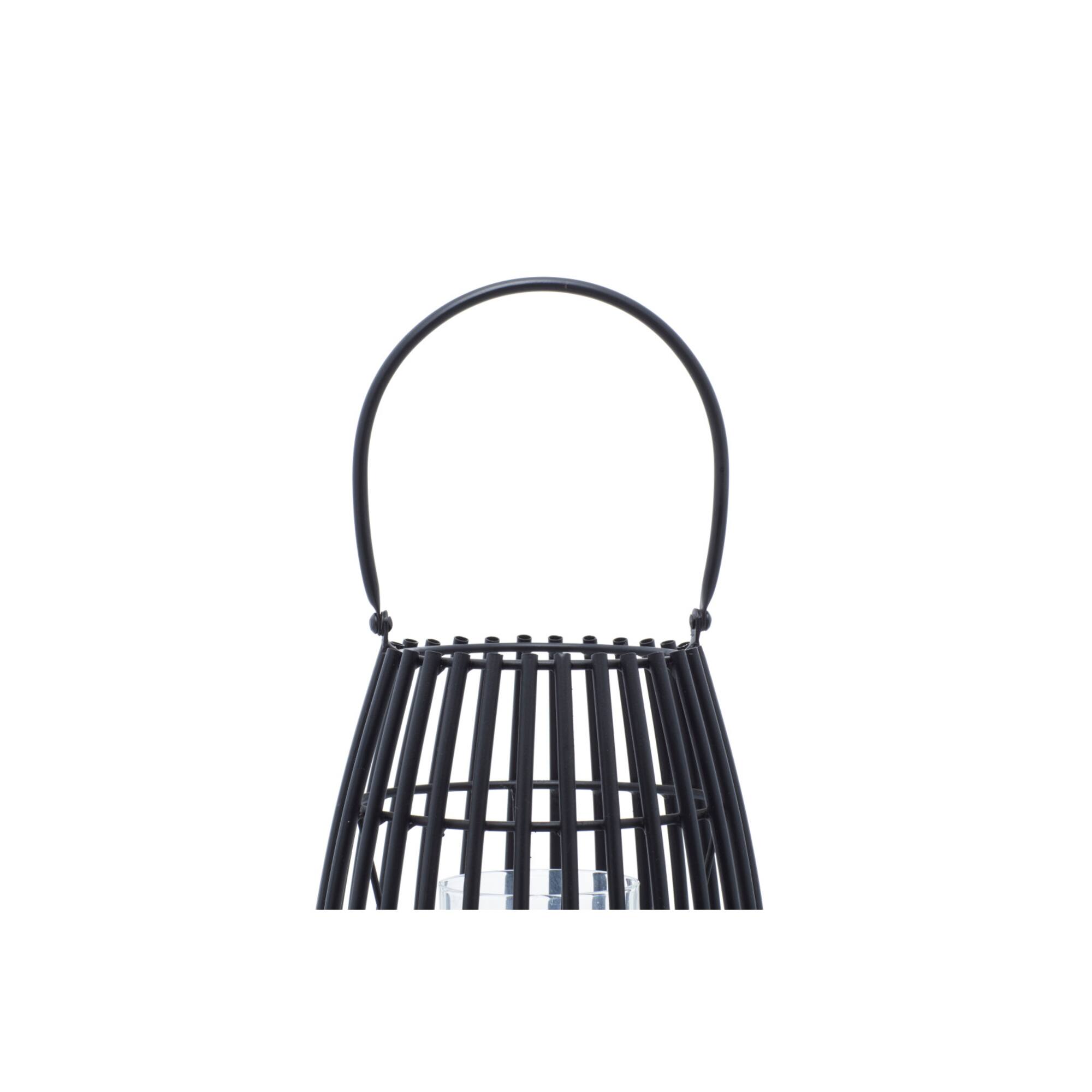 12" Black Iron Contemporary Candle Holder Lantern